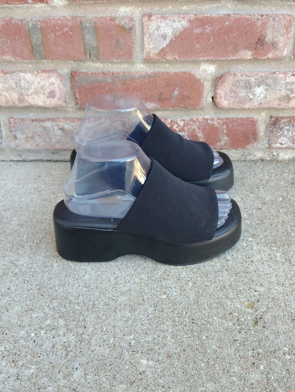 Wild Fable Knit Stretch Black Platform Sandals Size 6 Y2K Whimsigoth Retro